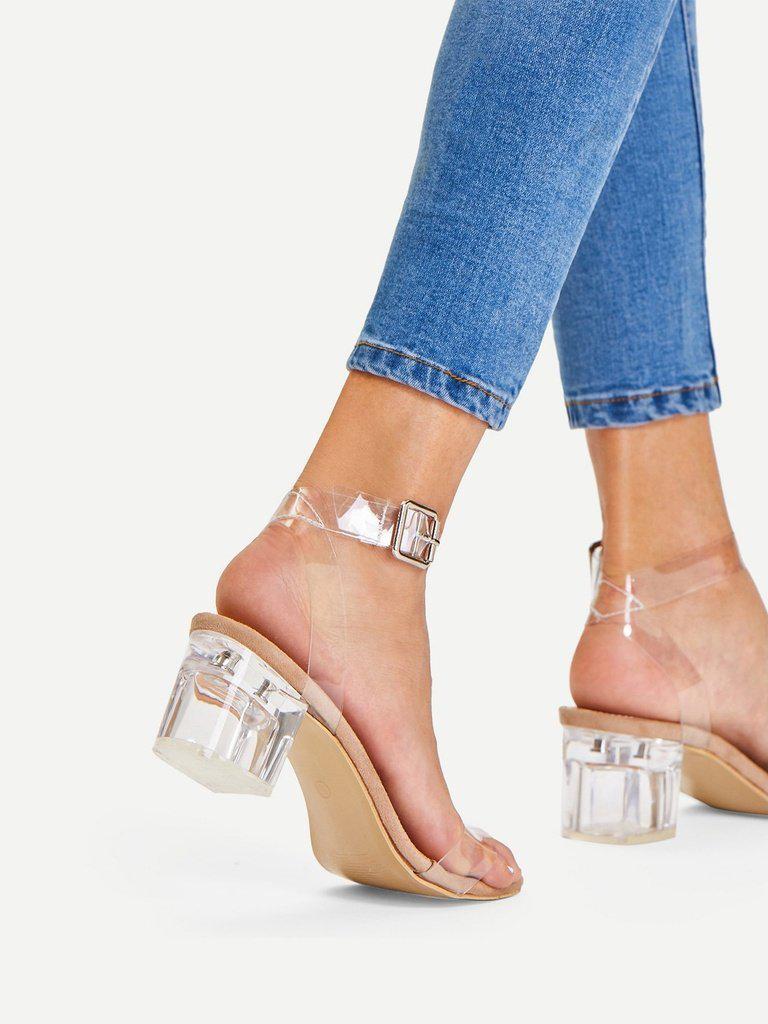 Clear Strap Block Heeled Sandals-shoes-Des Mess