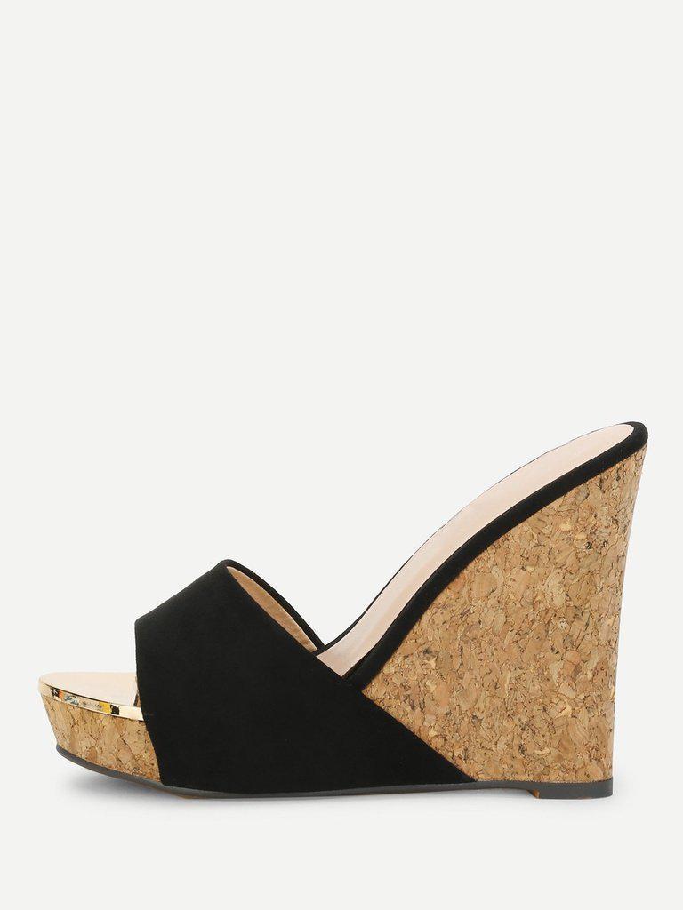 Platform Suede Wedge Mules-shoes-Des Mess