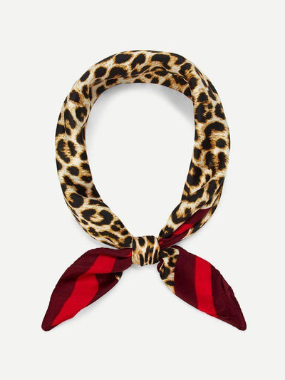 Contrast Trim Leopard Print Bandana-accessories-Des Mess