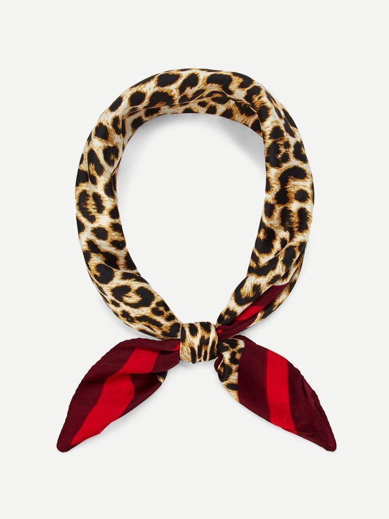 Contrast Trim Leopard Print Bandana-accessories-Des Mess