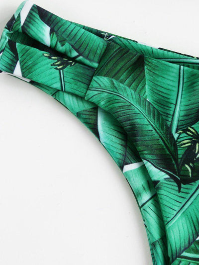 Palm Print High Leg Bikini Set-swimwear-Des Mess