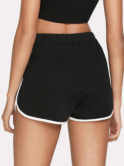 Contrast Binding Drawstring Sleep Shorts-loungewear-Des Mess