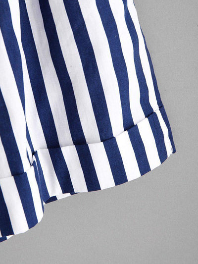 Striped Self Tie Waist Shorts-bottom-Des Mess
