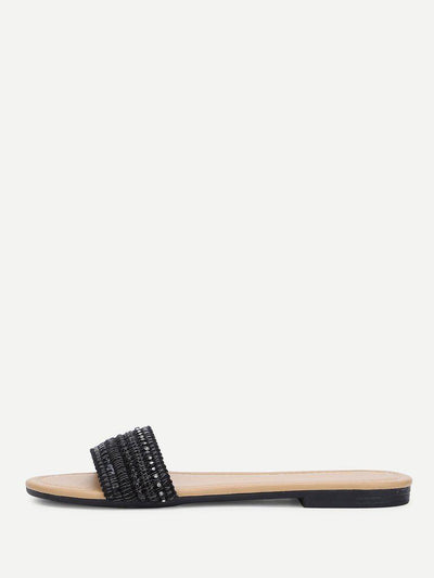 Beaded Detail Slide Sandals-shoes-Des Mess