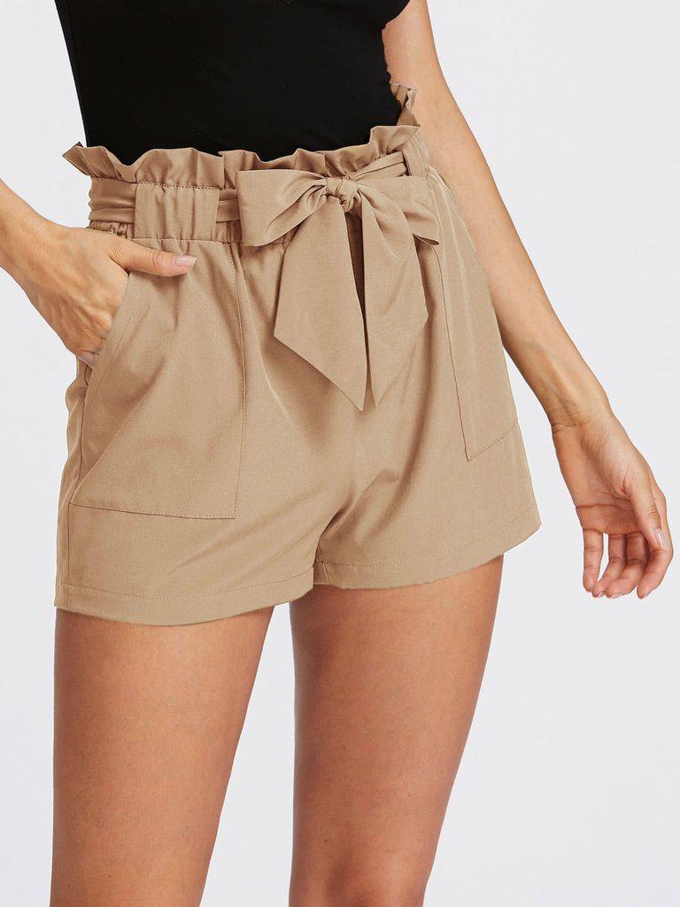 Self Tie Ruffle Waist Shorts-bottom-Des Mess