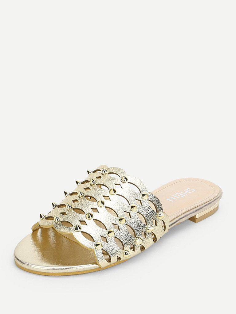 Laser Cut Rivet Detail Slides-shoes-Des Mess