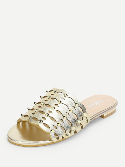 Laser Cut Rivet Detail Slides-shoes-Des Mess