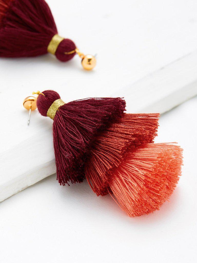 Layered Tassel Drop Earrings-jewelry-Des Mess