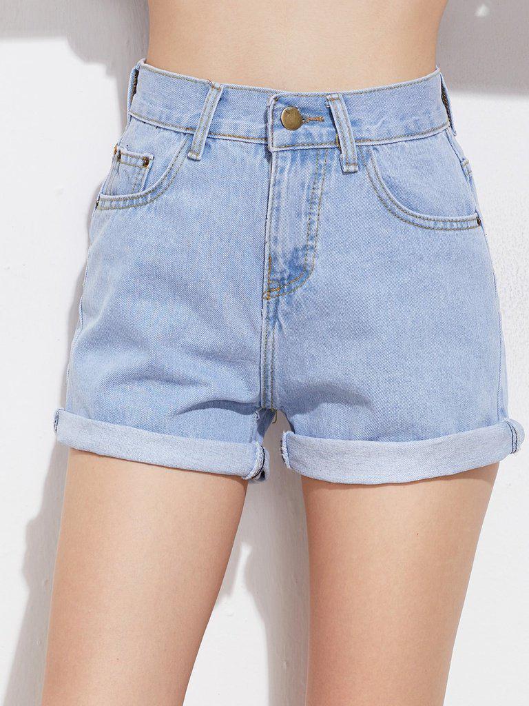 Rolled Cuff Denim Shorts-bottom-Des Mess