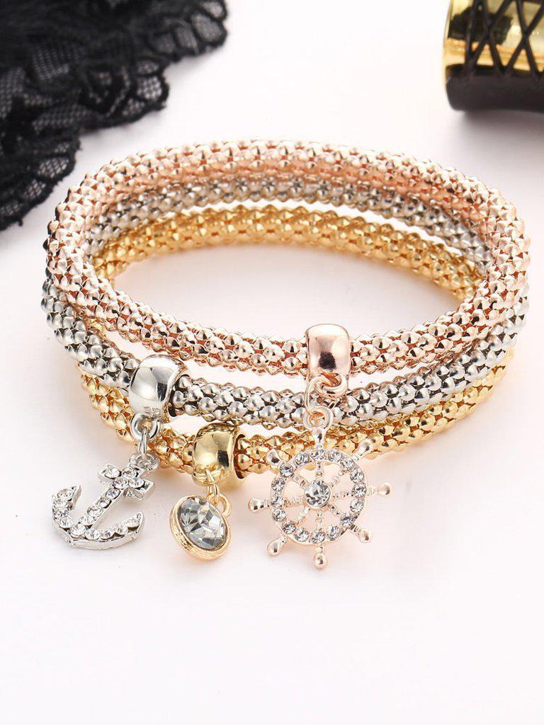 Anchor And Rhinestone Charm Bracelet Set--Des Mess
