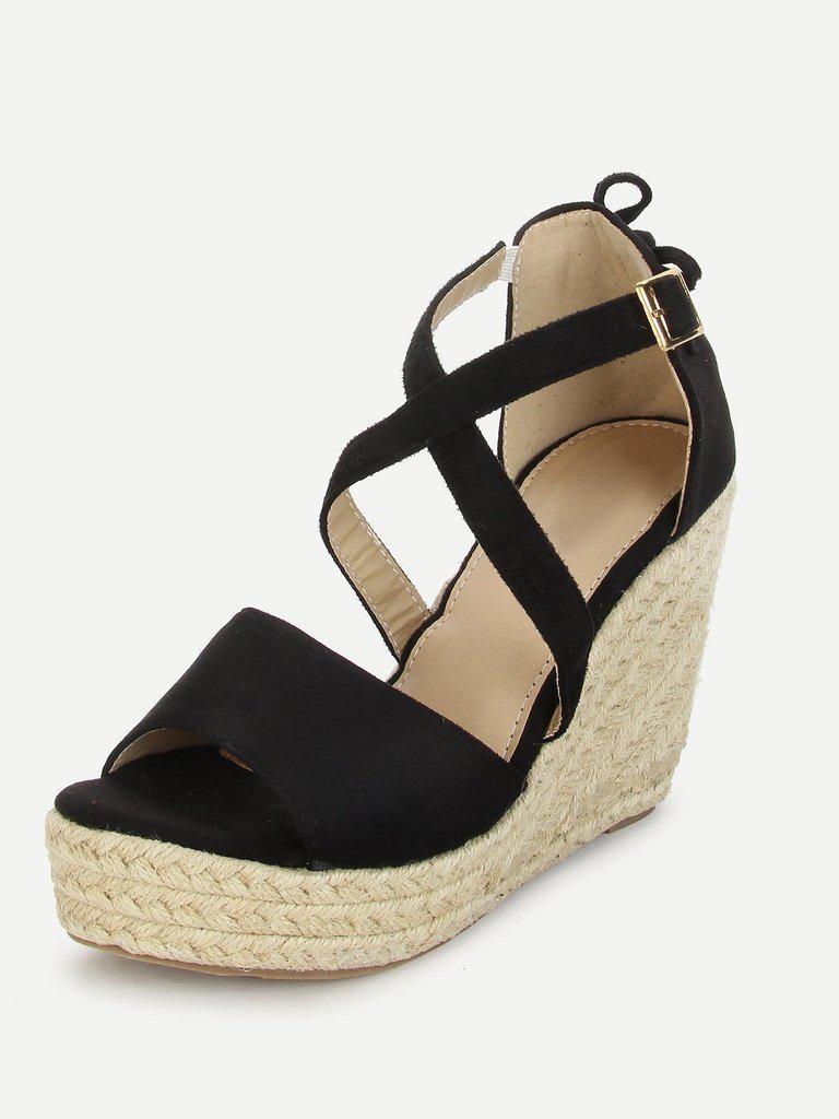 Bow Detail Platform Wedge Sandals-shoes-Des Mess