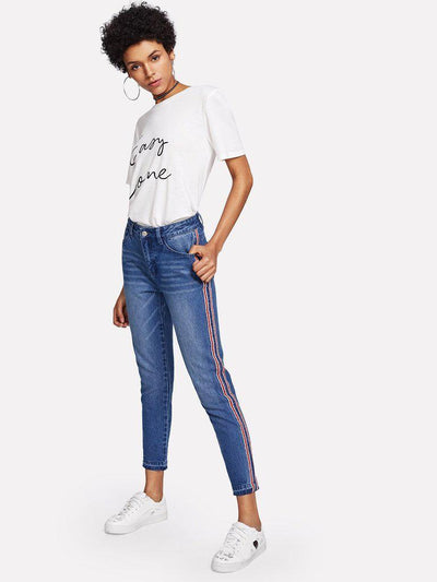 Striped Side Crop Jeans-bottom-Des Mess