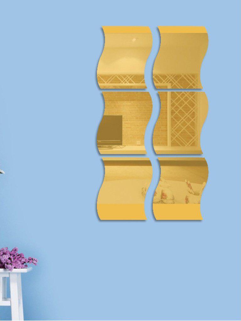 Wave Shape Mirror Wall Sticker Set 6pcs-others-Des Mess