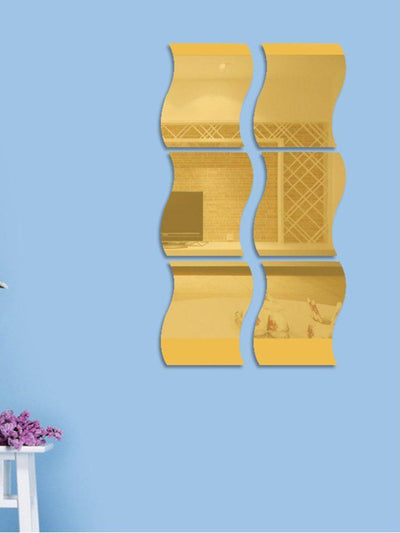 Wave Shape Mirror Wall Sticker Set 6pcs-others-Des Mess