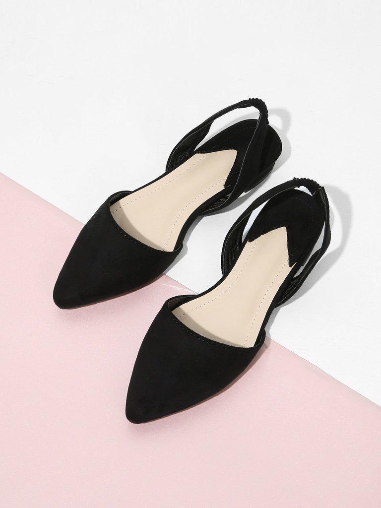 Pointed Toe Suede Slingback Flats-shoes-Des Mess