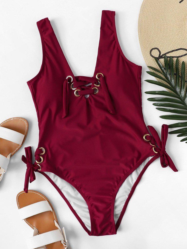 Lace-Up Swimsuit-swimwear-Des Mess