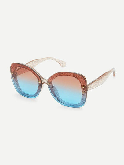 Glitter Frame Mirror Lens Sunglasses-accessories-Des Mess