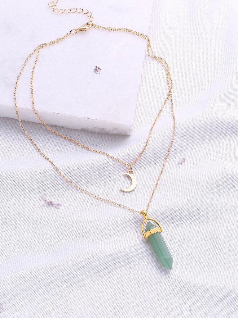 Green Pendant Double Layered Necklace-jewelry-Des Mess