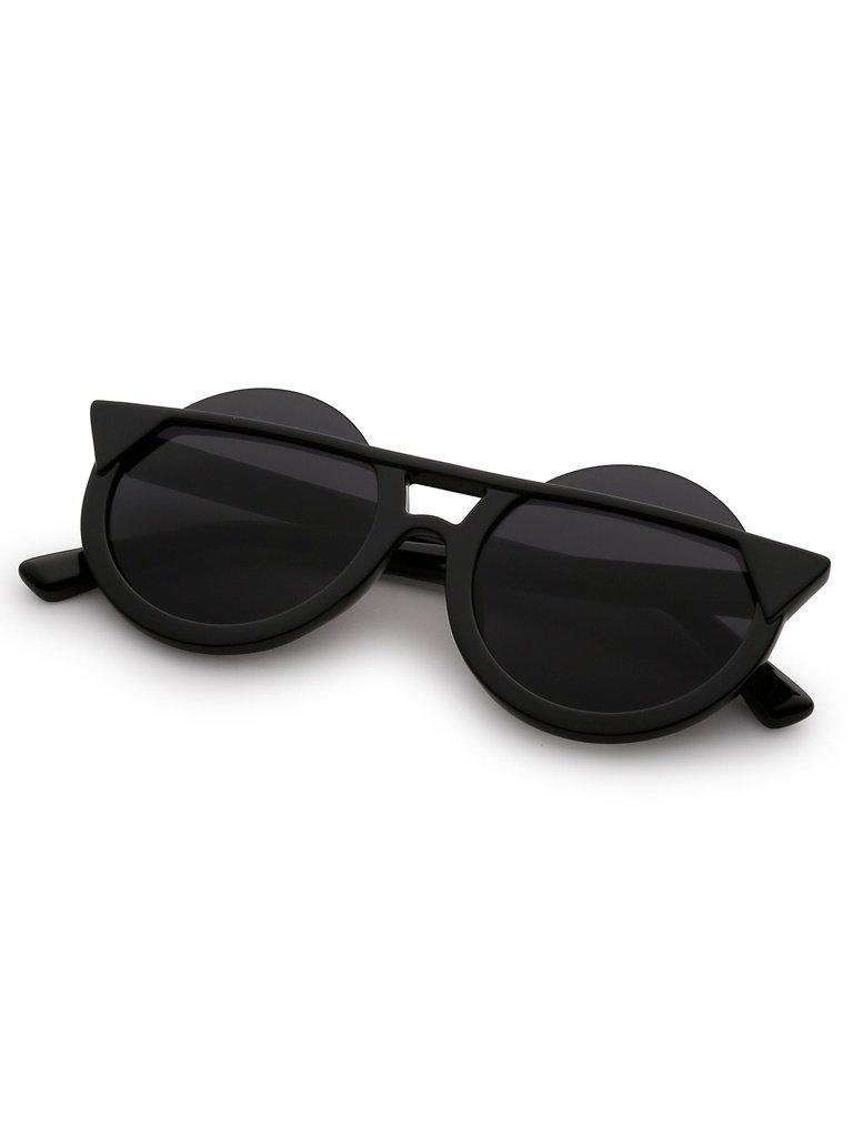 Super Dark Black Round Lens Sunglasses-accessories-Des Mess