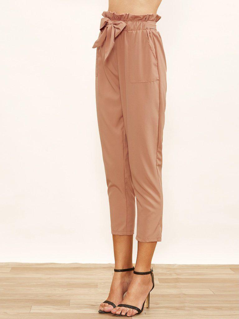 Frill Tie Waist Peg Leg Pants-bottom-Des Mess