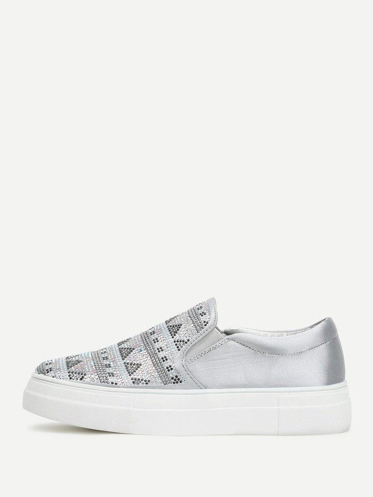 Geometric Pattern Slip On Sneakers-shoes-Des Mess