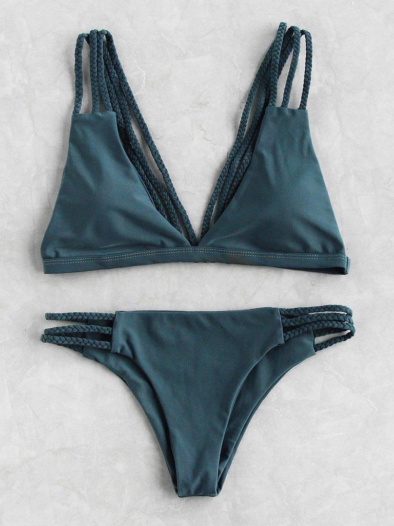 Braided Strap Ladder Cutout Bikini Set