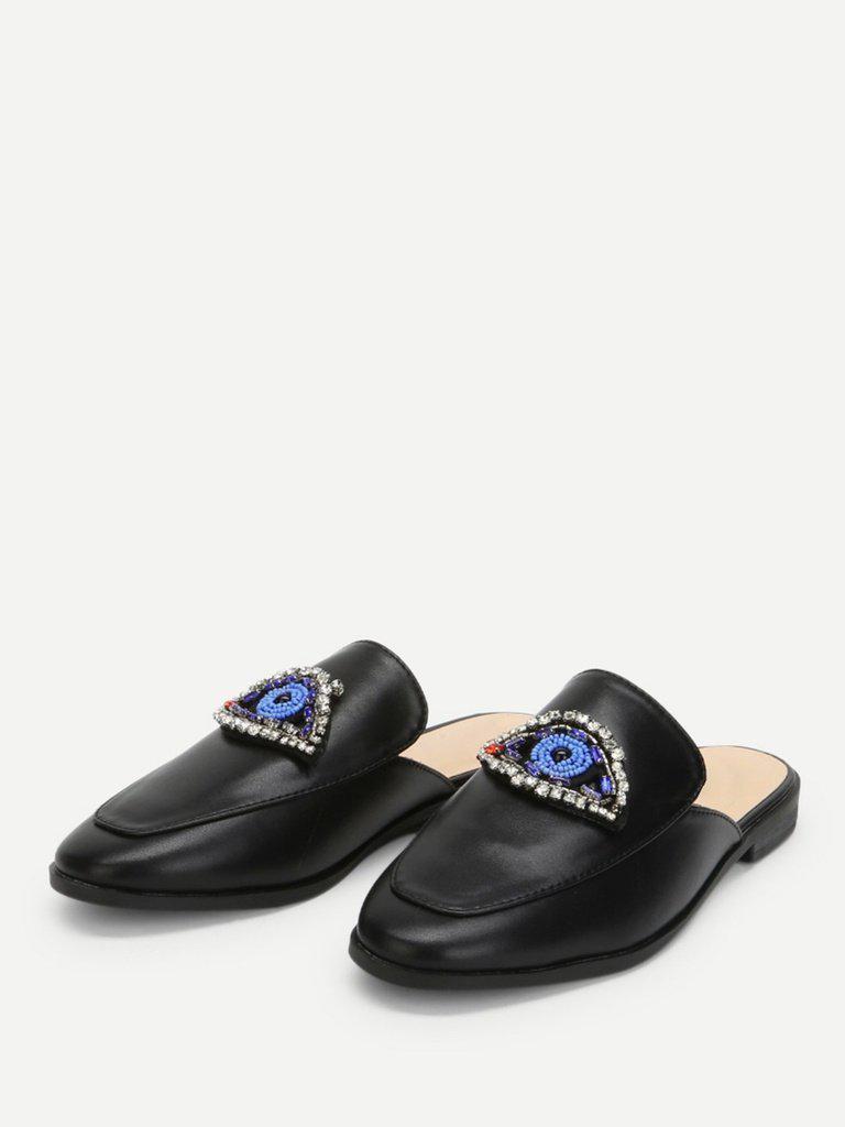 Rhinestone Eye Loafer Mules-shoes-Des Mess