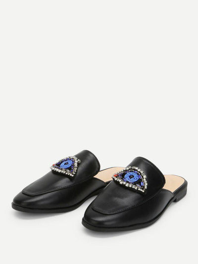 Rhinestone Eye Loafer Mules-shoes-Des Mess