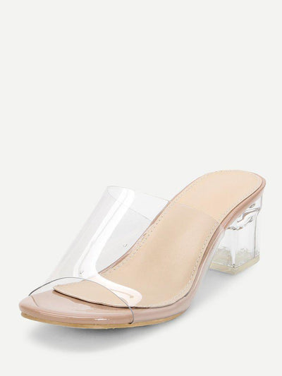 Chunky Heeled Clear Mule Sandals-shoes-Des Mess