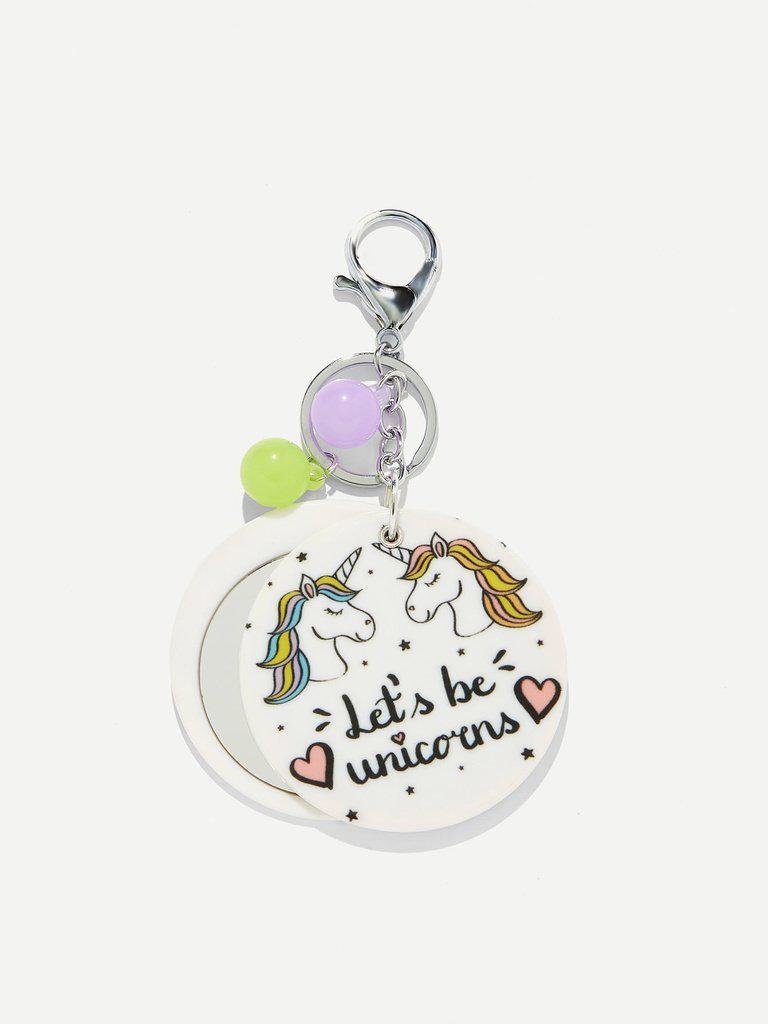 Random Color Ball Letter & Unicorn Round Keychain-others-Des Mess