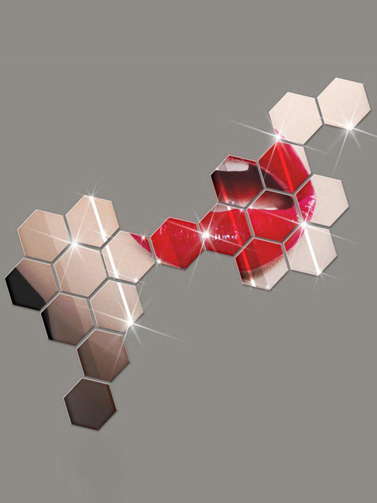 Hexagon Mirror Wall Sticker Set 12pcs-others-Des Mess