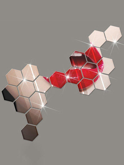 Hexagon Mirror Wall Sticker Set 12pcs-others-Des Mess