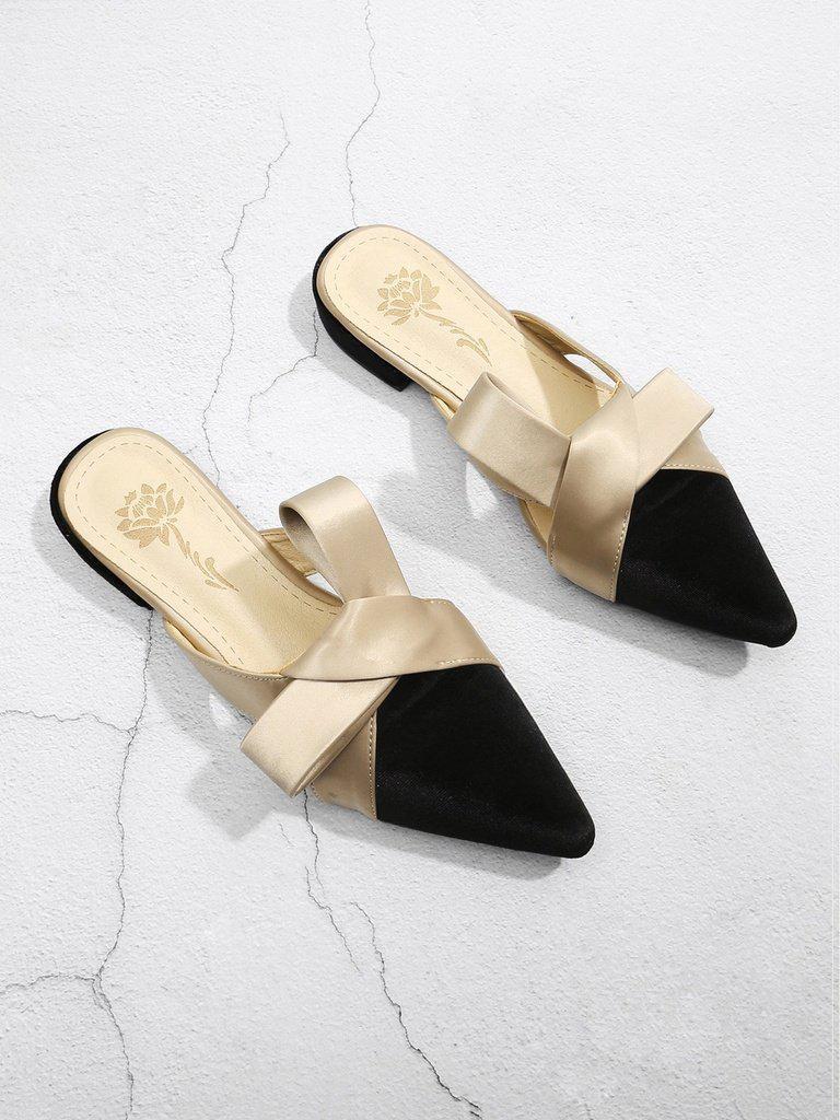 Knot Design Pointed Toe Slippers-shoes-Des Mess