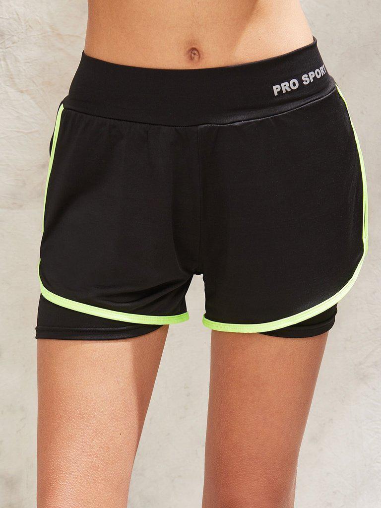 Letter Print 2 in 1 Dolphin Hem Sports Shorts-sportswear-Des Mess
