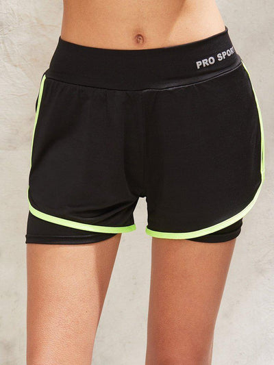 Letter Print 2 in 1 Dolphin Hem Sports Shorts-sportswear-Des Mess