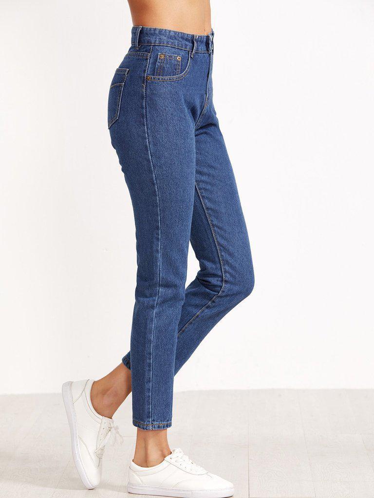 High Waist Straight Jeans-bottom-Des Mess