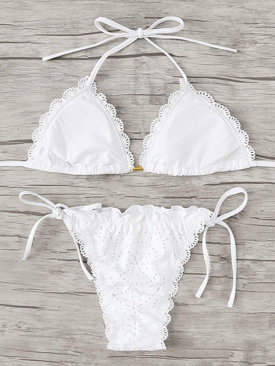 Laser Cut Scalloped Trim Bikini Set--Des Mess