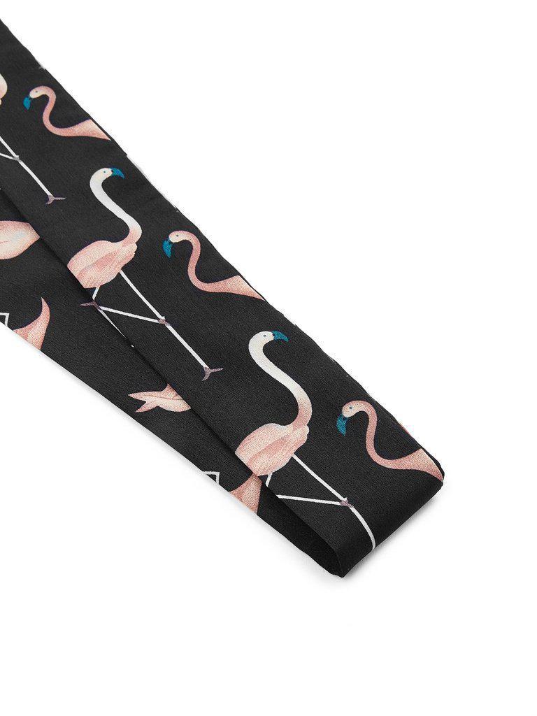 Flamingo Print Skinny Scarf-accessories-Des Mess