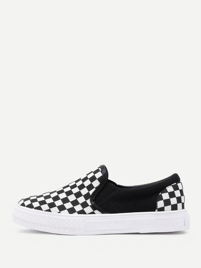 Gingham Canvas Slip On Plimsolls-shoes-Des Mess
