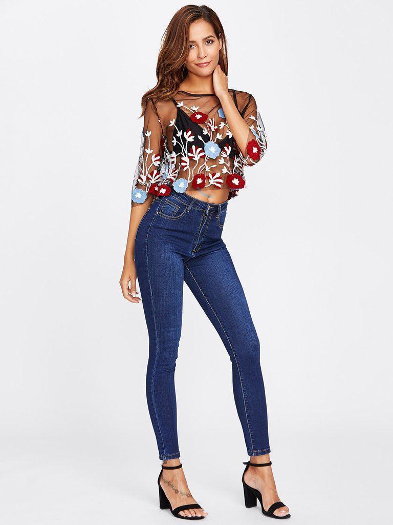 Dark Wash Skinny Jeans-bottom-Des Mess