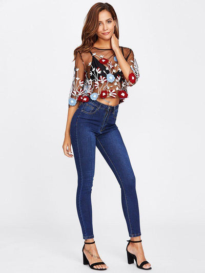 Dark Wash Skinny Jeans-bottom-Des Mess