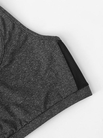 Mesh Panel Racerback Sports Bra-sportswear-Des Mess