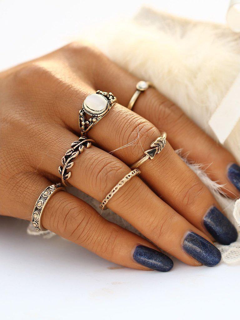 Gold Leaf Shaped Ring Set-jewelry-Des Mess