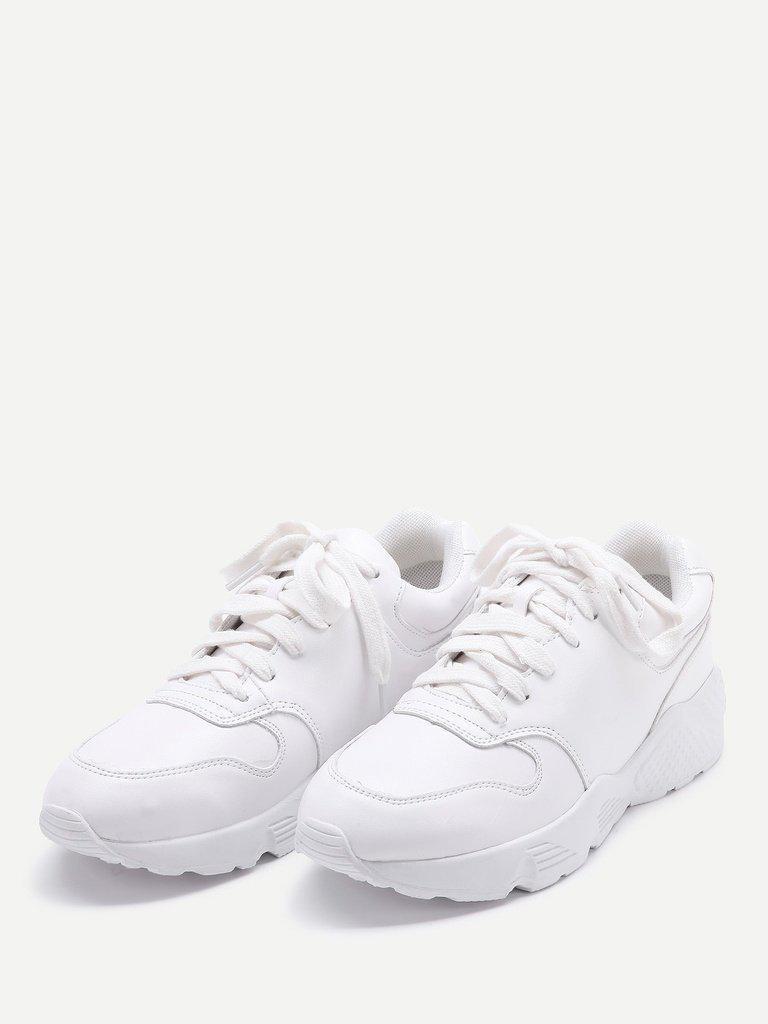 Faux Feather Lace Up Sneakers-shoes-Des Mess