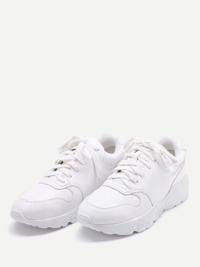 Faux Feather Lace Up Sneakers-shoes-Des Mess