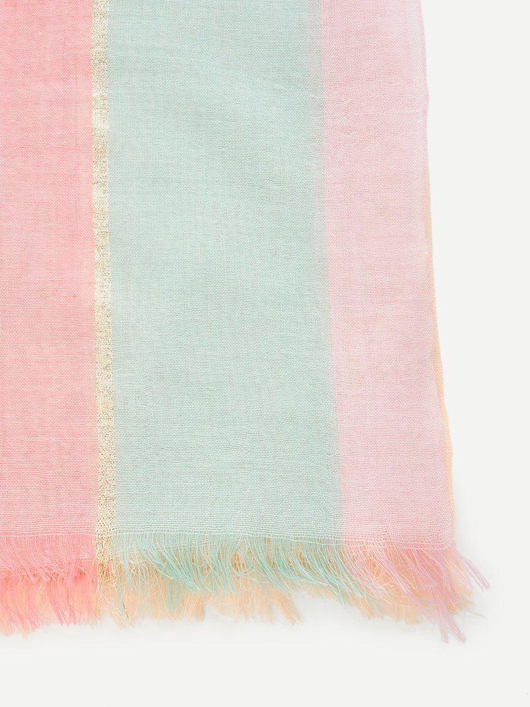 Color Block Raw Trim Scarf-accessories-Des Mess