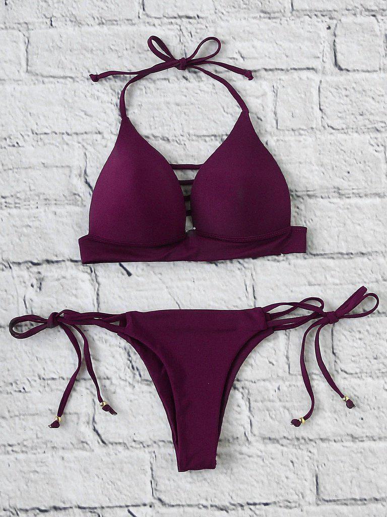 Ladder Cutout Side Tie Bikini Set--Des Mess