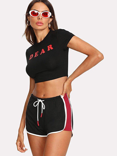 Contrast Binding Color Block Dolphin Shorts-bottom-Des Mess