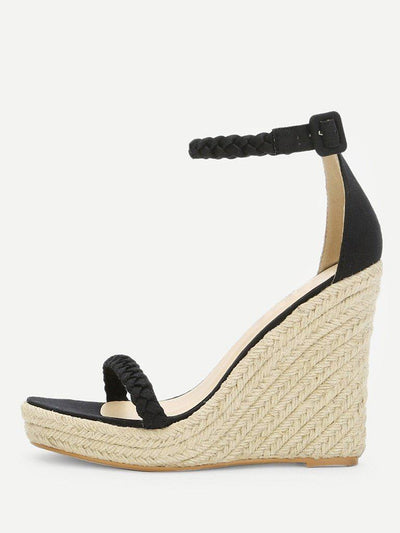 Plaited Strap Espadrille Wedge Sandals-shoes-Des Mess