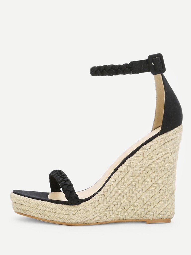 Plaited Strap Espadrille Wedge Sandals-shoes-Des Mess